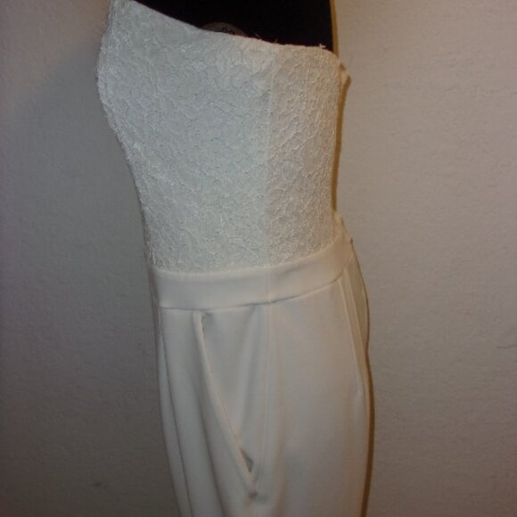 EXPRESS BEIGE STRAPLESS JUMPSUIT 14 - Picture 4 of 6